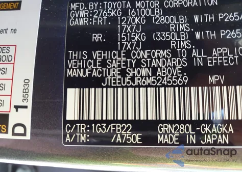 2021 Toyota 4Runner Sr5 from USA, damaged, VIN JTEEU5JR6M5245569